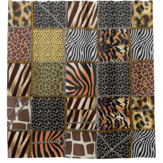 Safari patchwork Shower Curtain Douchegordijn (Voorkant)