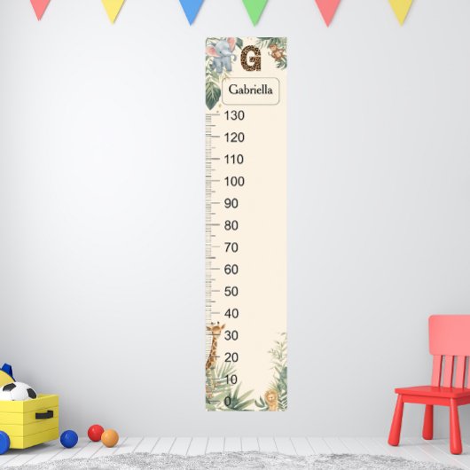 Safari Personalized Name Monogram G Growth Chart Poster