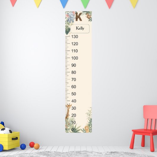 Safari Personalized Name Monogram K Growth Chart Poster