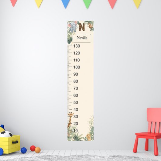 Safari Personalized Name Monogram N Growth Chart Poster
