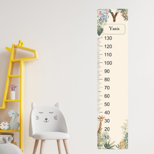 Safari Personalized Name Monogram Y Growth Chart Poster