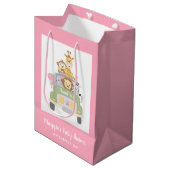 Safari Pink Baby Girl Shower Medium Cadeauzakje (Voorkant Gekanteld)
