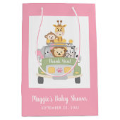 Safari Pink Baby Girl Shower Medium Cadeauzakje (Voorkant)
