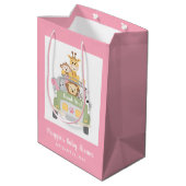 Safari Pink Baby Girl Shower Medium Cadeauzakje (Achterkant Gekanteld)