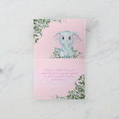 Safari Pink Elephant Eucalyptus Baby shower Bedankkaart (Binnen)