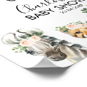 Safari Pink Floral Baby shower Welkom Poster (Hoek)