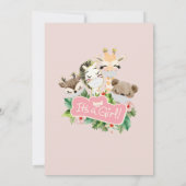 Safari Pink Floral Greenery Girl Shower Kaart (Achterkant)