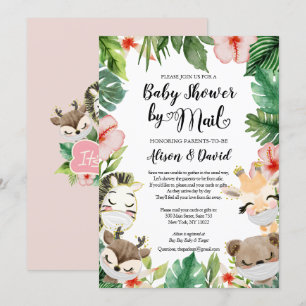 Safari Pink Floral Greenery Girl Shower Kaart