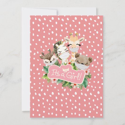 Safari Pink Floral Greenery Girl Shower per post i Kaart (Achterkant)