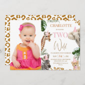 Safari Pink Two Wild 2e verjaardag Kaart (Voorkant / Achterkant)