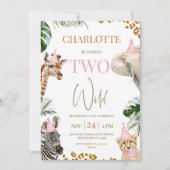 Safari Pink Two Wild 2e verjaardag Kaart (Voorkant)