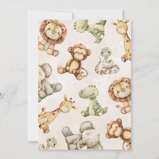 Safari Plush Baby shower Uitnodiging (Achterkant)