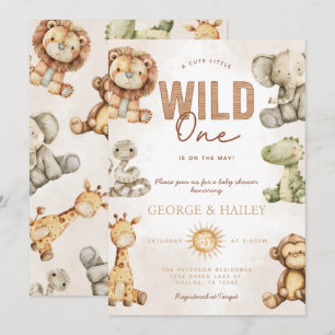  Safari Plush Baby shower Uitnodiging