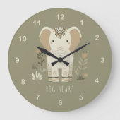 Safari Portrait Elephant ID1264 Grote Klok (Voorkant)