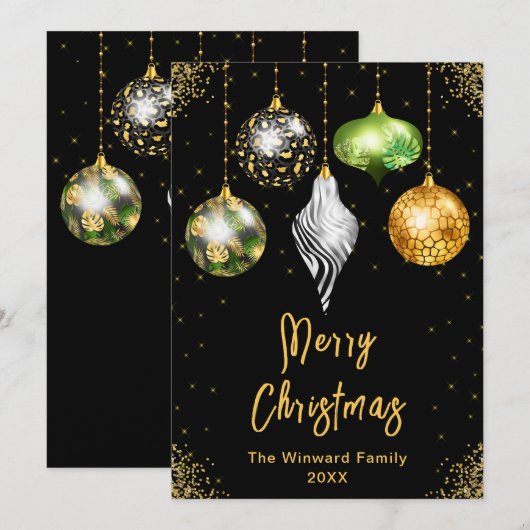 Safari Print Kerstornamenten Prettig Kerstfeest Feestdagenkaart (Voorkant / Achterkant)