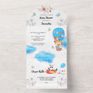 Safari proefdieren warmloperballonfeest oerwoud all in one uitnodiging