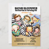 Safari pyjama wilde dieren slaapfeestje kaart (Voorkant)