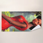 Safari Queen: Majestueuze Afrikaanse Vrouw Rode Ve Badhanddoek (Badhanddoek)