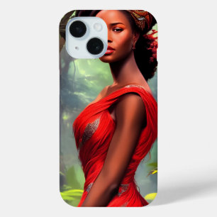 Safari Queen: Majestueuze Afrikaanse Vrouw Rode Ve iPhone 15 Case