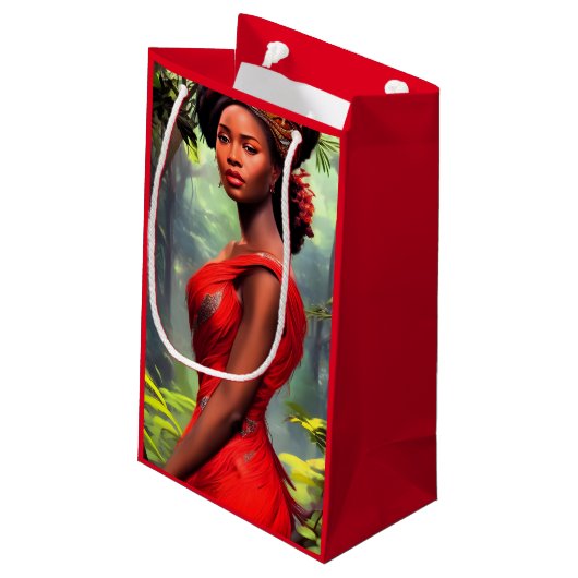 Safari Queen: Majestueuze Afrikaanse Vrouw Rode Ve Klein Cadeauzakje (Achterkant Gekanteld)