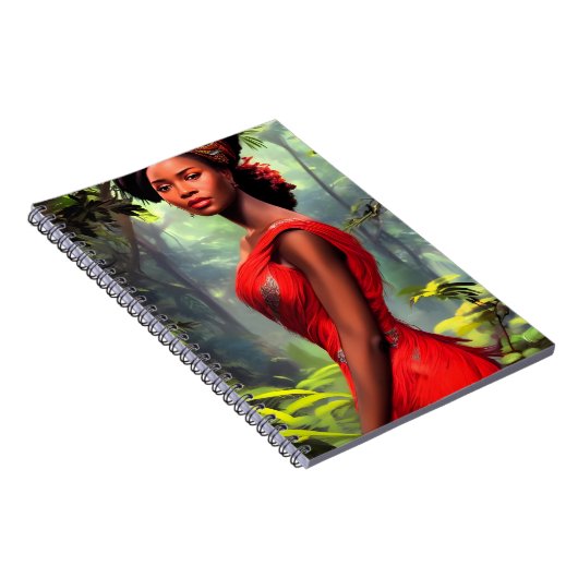 Safari Queen: Majestueuze Afrikaanse Vrouw Rode Ve Notitieboek (Rechterzijde)