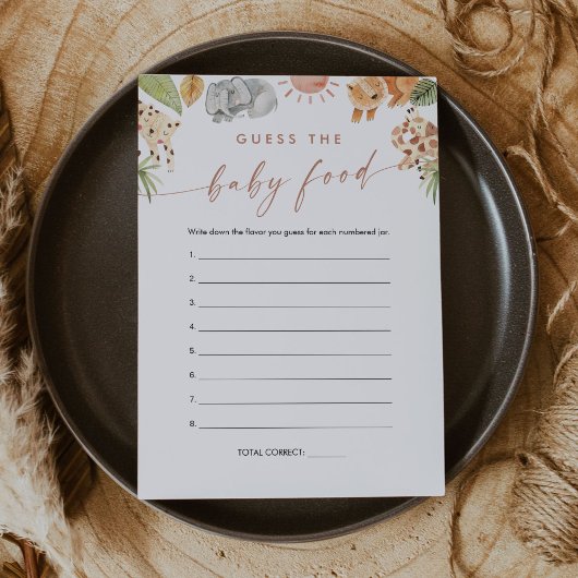 SAFARI Raad de Baby Food Game Kaart