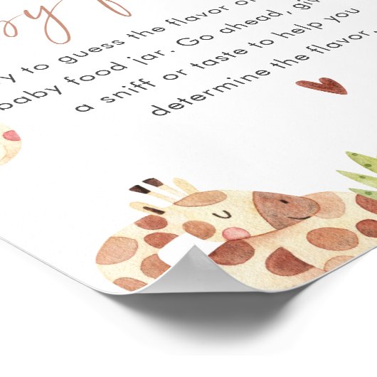 SAFARI Raad de Baby Food Game Sign Poster (Hoek)