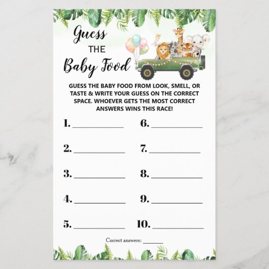 Safari Raad de Kaart Baby Baby shower (Voorkant)