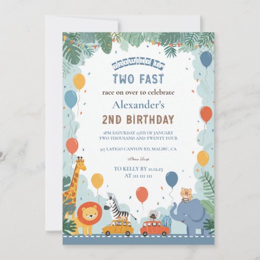 Safari Race Auto 2e verjaardag Kaart (Voorkant)