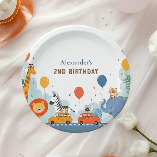 Safari Race Auto 2e verjaardag Papieren Bordje