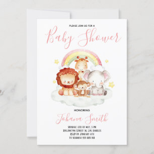 Safari Rainbow Cute Baby shower Uitnodiging