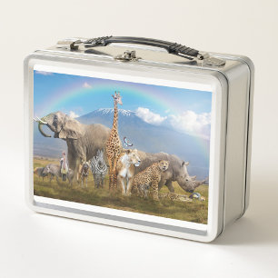 Safari Regenboog Wilde Dieren Metalen Lunchbox