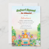Safari Ride Theme – Wild One 1st Birthday Baby Boy Kaart (Voorkant)