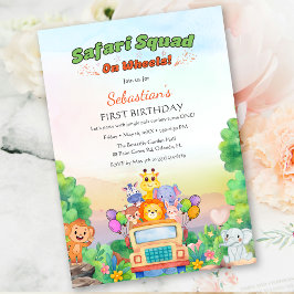 Safari Ride Theme – Wild One 1st Birthday Baby Boy Kaart