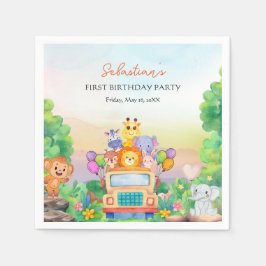 Safari Ride Theme Wild One Boy 1st Birthday Servet