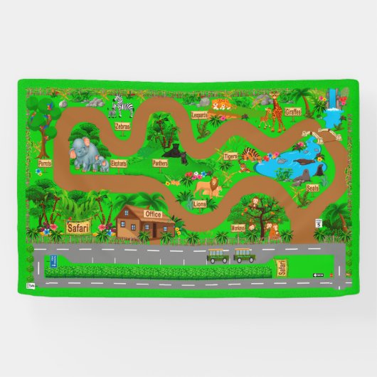 Safari Roads voor Auto's 2 1/2' x 4' Spandoek (Horizontaal)