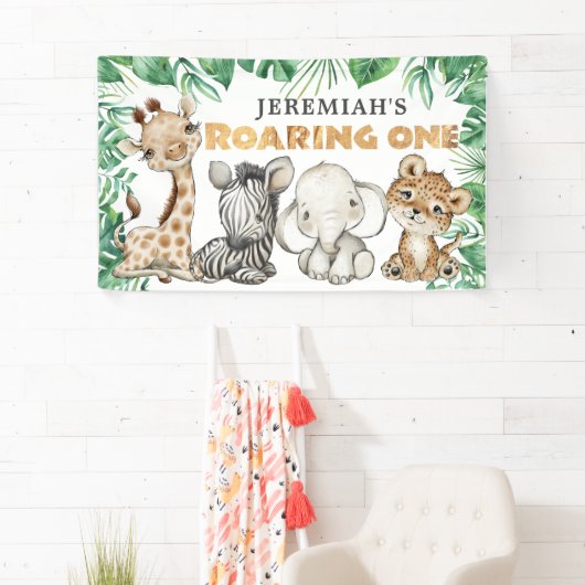 Safari Roaring One 1st Birthday Banner (Insitu)