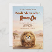 Safari Roaring One Fluffy Leopard Birthday Party Kaart (Voorkant)