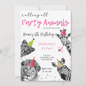 Safari roept alle dieren wild feest kaart (Voorkant)