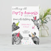 Safari roept alle dieren wild feest kaart (Staand voorkant)