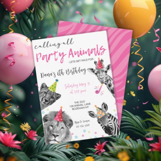 Safari roept alle dieren wild feest kaart