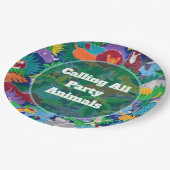 Safari roept alle feestdieren kleurrijk papieren bordje (Gekanteld)