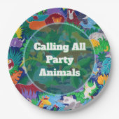 Safari roept alle feestdieren kleurrijk papieren bordje (Voorkant)