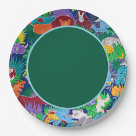 Safari roept alle feestdieren kleurrijk papieren bordje