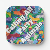 Safari roept alle feestdieren kleurrijk papieren bordje (Voorkant)