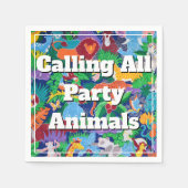 Safari roept alle feestdieren kleurrijk servet (Voorkant)