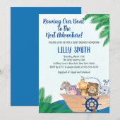 Safari Row Your Boat Baby shower Invitation Kaart (Voorkant / Achterkant)