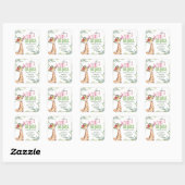 Safari Roze Giraffe Wild Een 1e verjaardagsfeestje Vierkante Sticker (Vel)