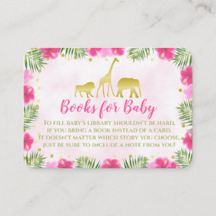 Safari Roze Goud Baby shower Breng een Boek voor B Plaatskaartje