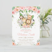 Safari Roze Oerwoud Baby shower Kaart (Staand voorkant)